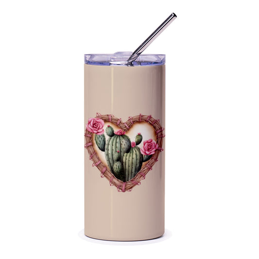 Cactus Flower Tumbler, Heart Tumbler, Desert Flower, Cute Tumbler, Plant Lover Gift, Floral Tumbler, Pretty Tumbler, Unique Tumbler - Tawshia
