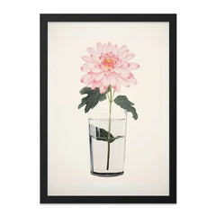 Pink Chrysanthemum Wall Art, Floral Still Life Print, Botanical Illustration, Flower in Glass, Delicate Floral Artwork, Home Decor - Tawshia