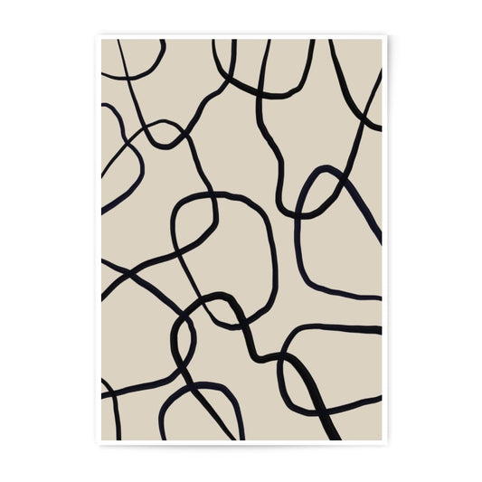Abstract Line Art Photographic Print, Modern Wall Decor, Minimalist Art Print, Beige and Black Art, Contemporary Home Decor - Tawshia