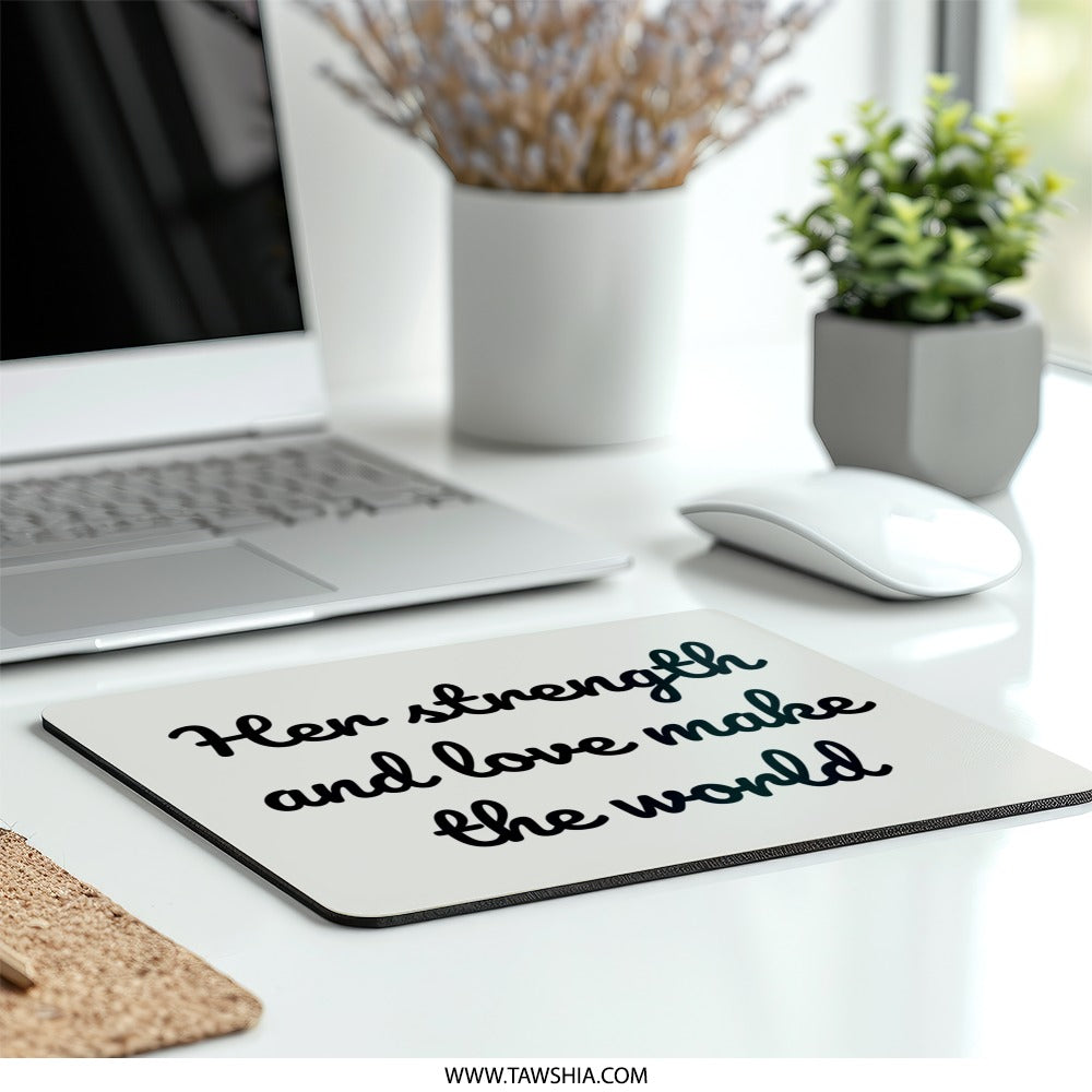 Her Strength Mouse Pad, Inspirational Quote, Love Mousepad, Motivational Desk Decor, Home Office Accessories, Gift for Her, Office Mousepad - Tawshia