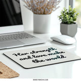 Her Strength Mouse Pad, Inspirational Quote, Love Mousepad, Motivational Desk Decor, Home Office Accessories, Gift for Her, Office Mousepad - Tawshia