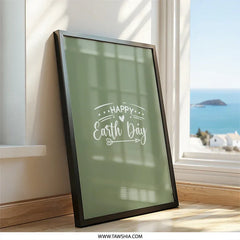 Happy Earth Day Wall Art, Green Theme Decor, Earth Day Print, Environmental Art, Sustainable Living Wall Decor, Gift for Earth Lovers - Tawshia