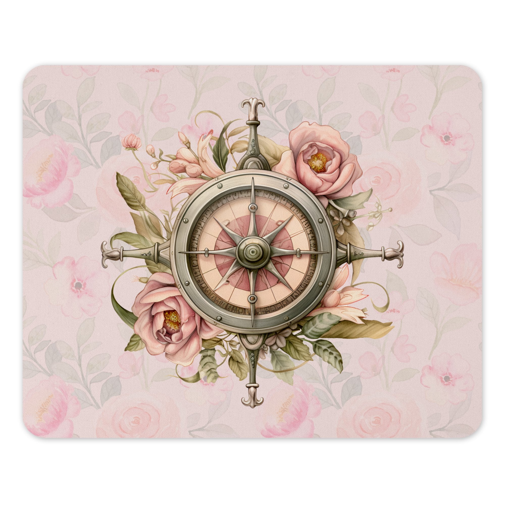 Vintage Compass with Flowers Design Mouse Pad Product