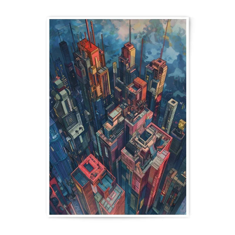 Cityscape Art Photographic Print, Urban Skyline Decor, Futuristic City Art, Architecture Print, Modern Cityscape - Tawshia