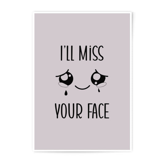 Miss You Face Photographic Prints, Farewell Gift, Cute Wall Art, Friendship Print, Goodbye Present, Moving Away Gift, Minimalist Decor - Tawshia