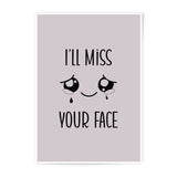 Miss You Face Photographic Prints, Farewell Gift, Cute Wall Art, Friendship Print, Goodbye Present, Moving Away Gift, Minimalist Decor - Tawshia