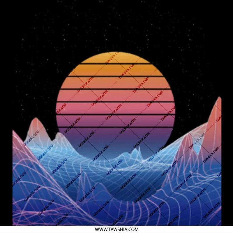 Retro Futuristic Synthwave Sunset Graphic product