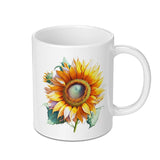 Sunflower Mug, Floral Coffee Mug, Botanical Tea Cup, Gift for Her, Flower Lover Mug, Bright Sunflower Art, Summer Mug, Garden Mug - Tawshia
