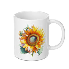 Sunflower Mug, Floral Coffee Mug, Botanical Tea Cup, Gift for Her, Flower Lover Mug, Bright Sunflower Art, Summer Mug, Garden Mug - Tawshia