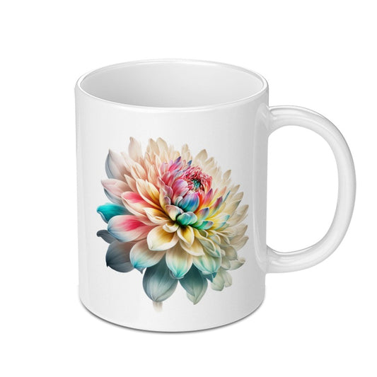 Floral Mug, Dahlia Flower Gift, Colorful Flower Coffee Cup, Botanical Art Mug, Unique Tea Cup, Gift for Her, Flower Lover Mug, Floral Art - Tawshia