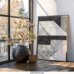 Geometric Wall Art, Abstract Shapes Print, Modern Art Decor, Minimalist Design, Black and White Wall Hanging, Home Decor Gift Idea - Tawshia