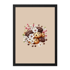 Cookies Framed Wall Art, Dessert Decor, Food Art Print, Floral Kitchen Art, Chocolate Chip Cookie, Cute Wall Decor, Bakery Art, Yummy Art - Tawshia