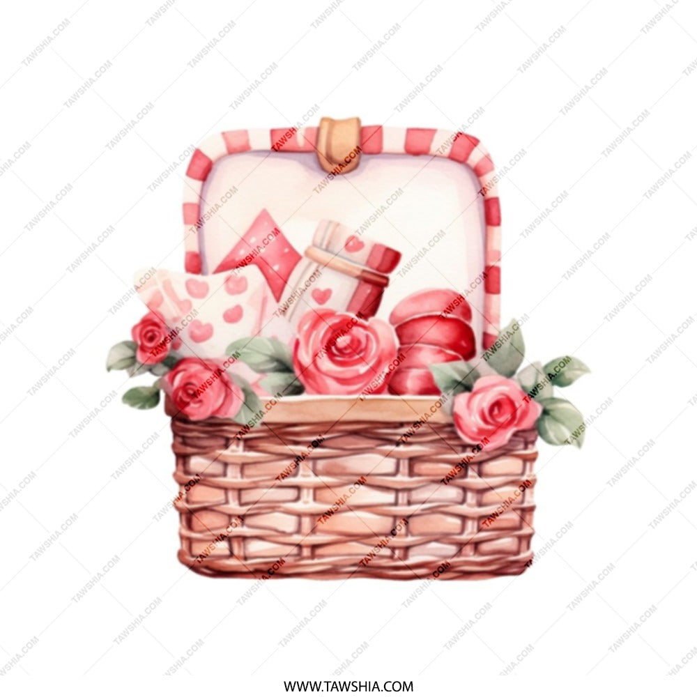 Valentines Tote Bag, Gift Basket Design Tote, Cute Rose Flower Tote Bag, Romantic Gift, Market Bag, Reusable Bag, Unique Totes - Tawshia