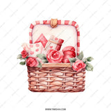 Valentines Tote Bag, Gift Basket Design Tote, Cute Rose Flower Tote Bag, Romantic Gift, Market Bag, Reusable Bag, Unique Totes - Tawshia