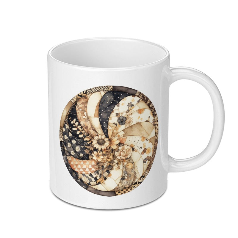 Floral Shell Mug, Nautilus Pattern Coffee Cup, Sea Shell Lover Gift, Ocean Theme Mug, Seashell Collector Mug, Unique Seashell Mug - Tawshia