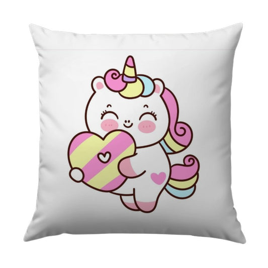 Cute Unicorn Pillow, Heart Pillow, Kawaii Unicorn, Whimsical Pillow, Kids Room Decor, Nursery Decor, Decorative Pillow - Tawshia