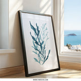 Blue Seaweed Wall Art, Botanical Print, Coastal Decor, Ocean Art, Minimalist Art, Modern Home Decor, Nature Inspired Art, Wall Decor - Tawshia