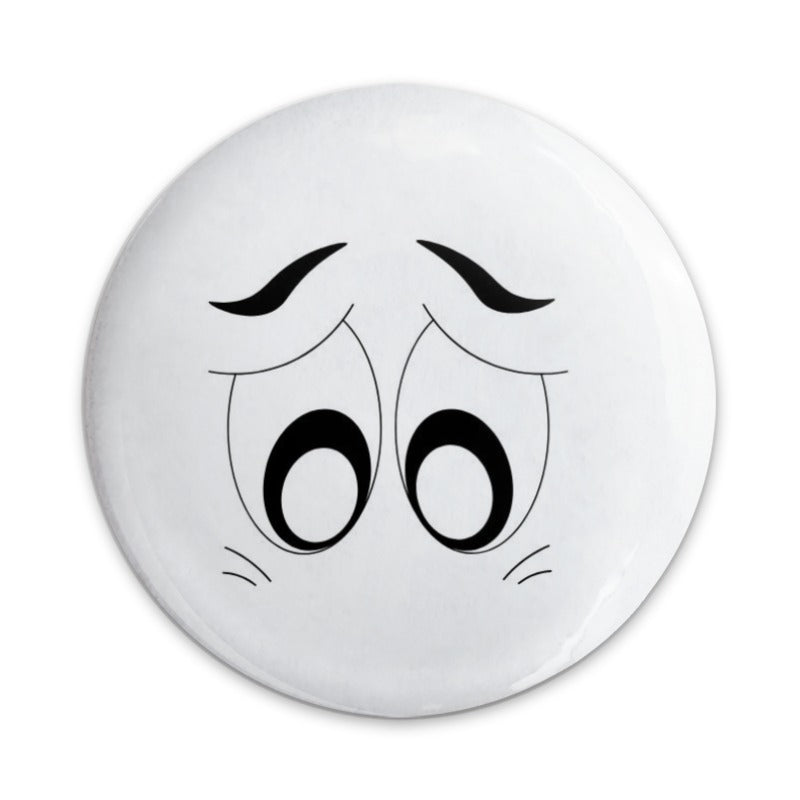 Sad Eyes Pinback Button, Cartoon Face Badge, Emotion Pin, Express Yourself Button, Emo Aesthetic, Goth Accessories, Trendy Button - Tawshia