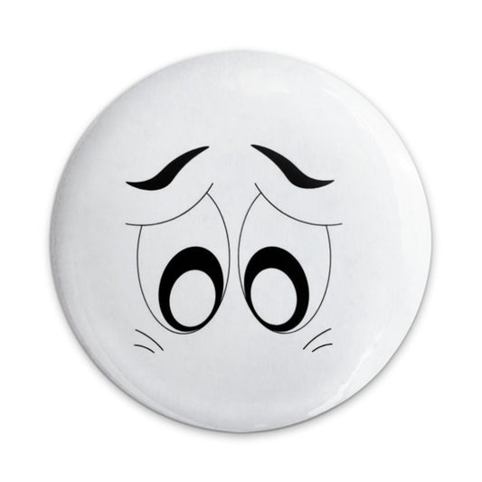 Sad Eyes Pinback Button, Cartoon Face Badge, Emotion Pin, Express Yourself Button, Emo Aesthetic, Goth Accessories, Trendy Button - Tawshia