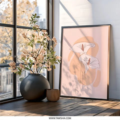 Calla Lily Line Art Wall Art, Minimalist Flower Print, Elegant Floral Decor, Modern Botanical Art, Pastel Aesthetic Wall Decor - Tawshia