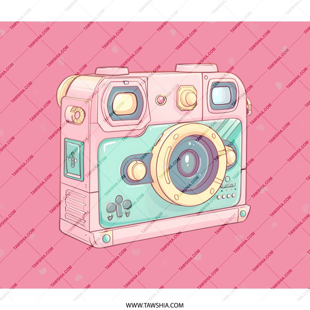Cute Camera Backpack, Kawaii Photography Bag, Retro Camera Art, Pastel Pink Backpack, Vintage Camera Design, Aesthetic Backpack - Tawshia