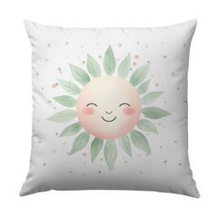 Smiling Sun Pillow, Leaf Crown Decor, Nursery Decor, Childrens Pillow, Kids Room, Baby Gift, Playroom Pillow, Whimsical Pillow - Tawshia