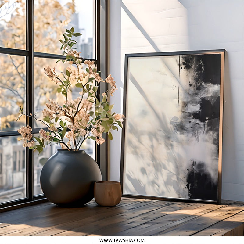 Abstract Wall Art, Modern Home Decor, Black and White Art Print, Contemporary Wall Decor, Neutral Artwork, Living Room Art, Office Art - Tawshia
