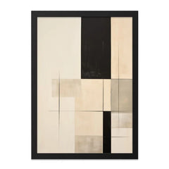 Abstract Geometric Wall Art, Modern Beige Black Print, Minimalist Home Decor, Contemporary Art Print, Large Wall Art - Tawshia