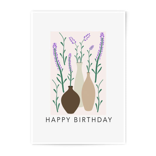 Happy Birthday Photographic Print, Lavender Flowers Art, Birthday Gift Idea, Floral Wall Art, Home Decor Print - Tawshia