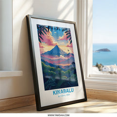 Kinabalu National Park Wall Art, Mountain Landscape Print, Nature Illustration, Colorful Clouds Art, Tropical Scenery Decor - Tawshia