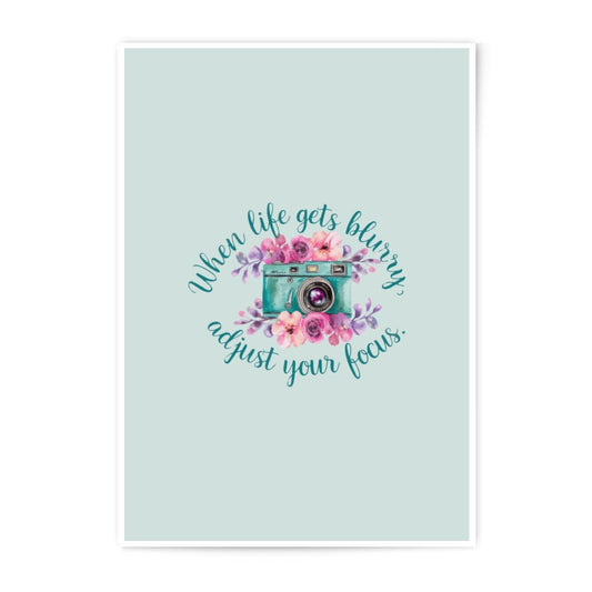 Camera Floral Photographic Prints, Adjust Your Focus Wall Art, Inspirational Quote Print, Photography Lover Decor, Pastel Aesthetic - Tawshia