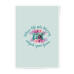 Camera Floral Photographic Prints, Adjust Your Focus Wall Art, Inspirational Quote Print, Photography Lover Decor, Pastel Aesthetic - Tawshia