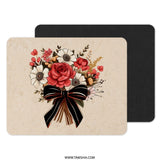 Floral Bouquet MousePad, Rose Flower, Ribbon Bow, Trendy Office Decor, Computer Accessories, Floral Desk Mat, Stylish Mouse Pad Design - Tawshia