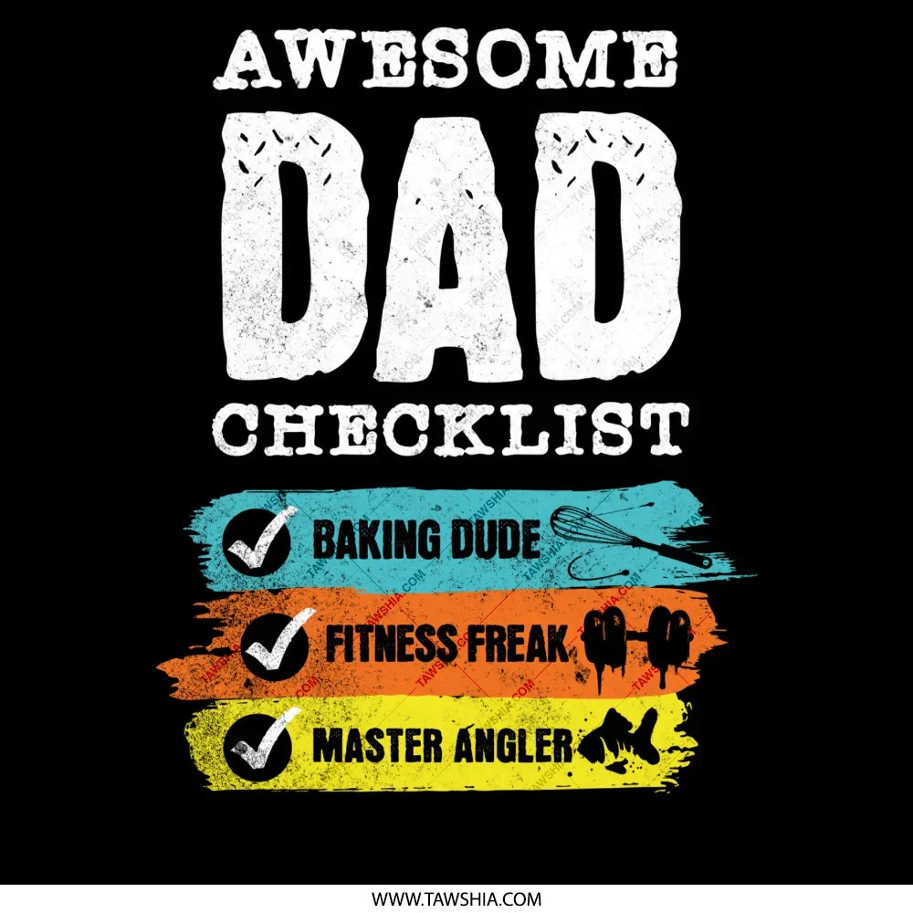Awesome Dad Checklist Graphic Tee Shirt product