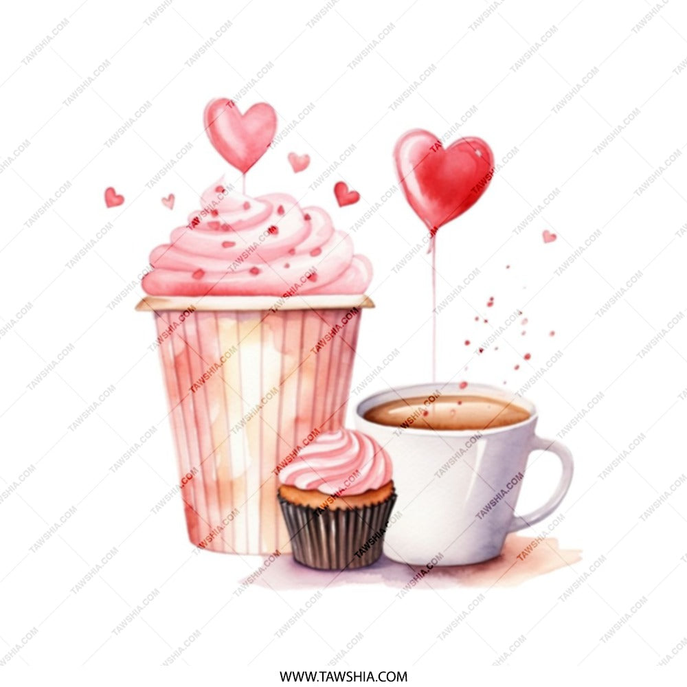 Watercolor Cupcake and Coffee Tote Bag, Valentine's Day Gift, Foodie Lover Bag, Sweet Treat Design, Stylish Everyday Bag - Tawshia