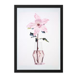 Pink Clematis Flower Wall Art, Floral Print, Minimalist Art, Botanical Wall Decor, Clematis in Vase, Home Decor - Tawshia