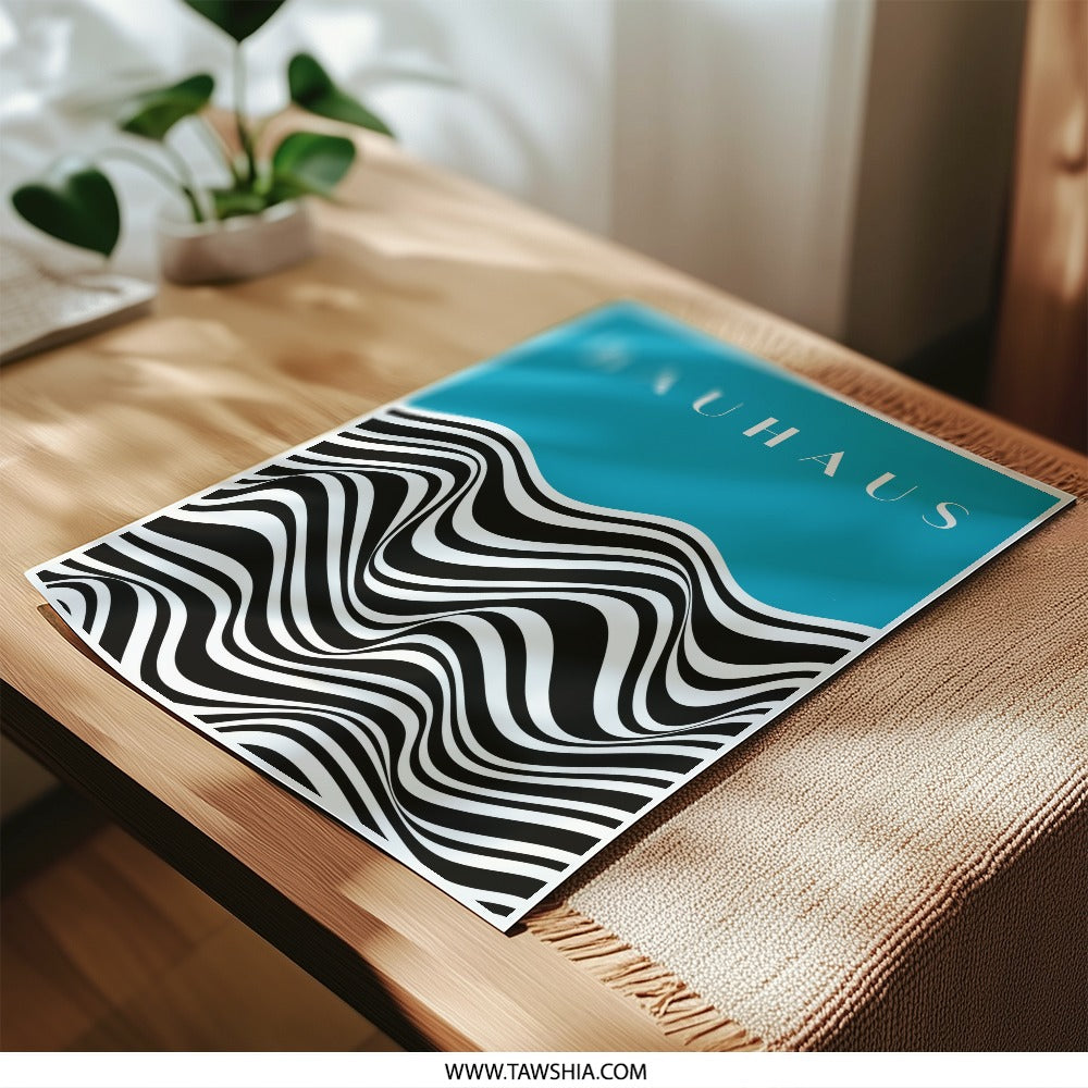 Bauhaus Photographic Print, Optical Illusion Art, Modern Wall Decor, Minimalist Print, Abstract Waves, Geometric Art Print, Home Decor - Tawshia