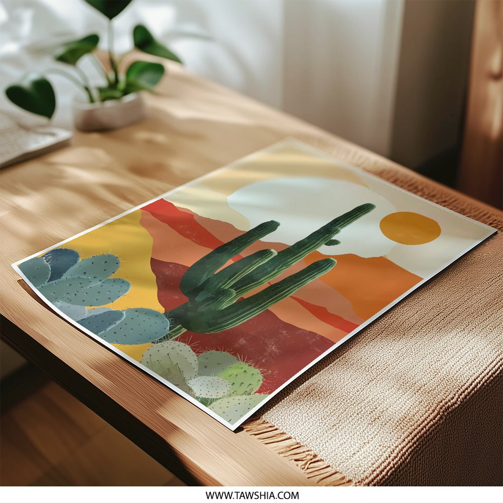 Desert Cactus Photographic Print, Southwestern Wall Art, Modern Desert Landscape Art, Nature Photography, Desert Decor, Saguaro Cactus Art - Tawshia
