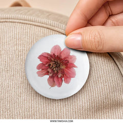 Red Dahlia Flower Pinback Button, Floral Badge, Botanical Gift, Garden Lover Present, Unique Accessory, Flower Button, Nature Inspired - Tawshia