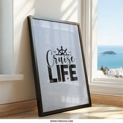 Cruise Life Framed Wall Art, Nautical Decor, Boat Wheel Art Print, Ocean Lover Gift, Coastal Home Art, Vacation Vibes, Travel Art - Tawshia