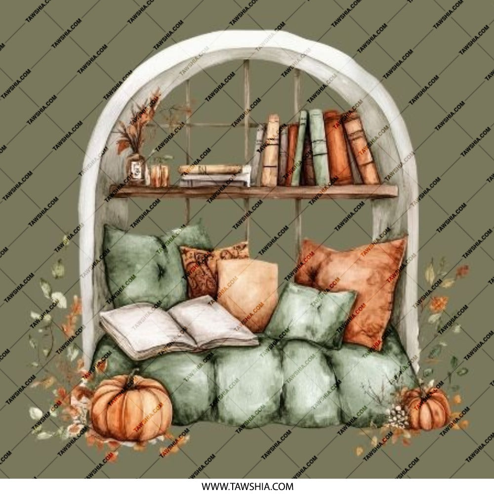 Cozy Reading Nook Pinback Button, Fall Decor Pin, Autumn Reading Spot Badge, Book Lover Gift, Pumpkin Patch Pin, Cozy Autumn Scene - Tawshia