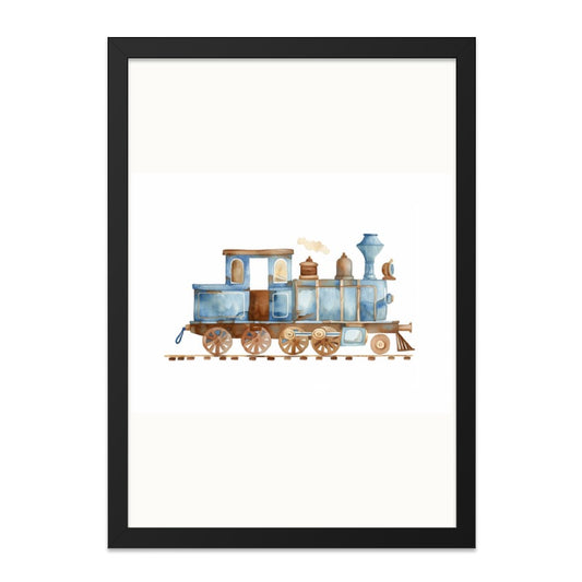 Watercolor Train Wall Art, Nursery Decor, Boys Room, Steam Engine, Blue Train Print, Kids Room Art, Transportation Art, Whimsical Wall Decor - Tawshia