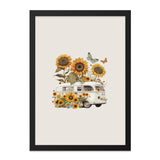 Sunflower Camper Wall Art, Bohemian Home Decor, Butterflies and Van, Floral Print, Nature Artwork, Summer Vibes, Wall Decor, Gift Idea - Tawshia