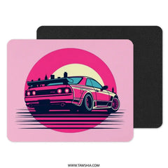 Pink Skyline R32 MousePad, JDM Car Art, Vaporwave Aesthetic, Japanese Car Gift, Gaming Desk Mat, Cool Car Lover Gift - Tawshia