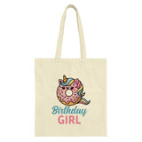 Birthday Girl Tote Bag, Donut Unicorn Gift, Cute Party Favor Bag, Girls Birthday Party, Unique Present Idea, Sweet Treat Bag - Tawshia