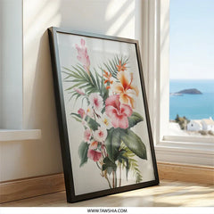 Tropical Floral Wall Art, Hibiscus Flower Print, Exotic Flower Bouquet, Botanical Wall Decor, Hawaiian Flower Art Print, Summer Decor - Tawshia