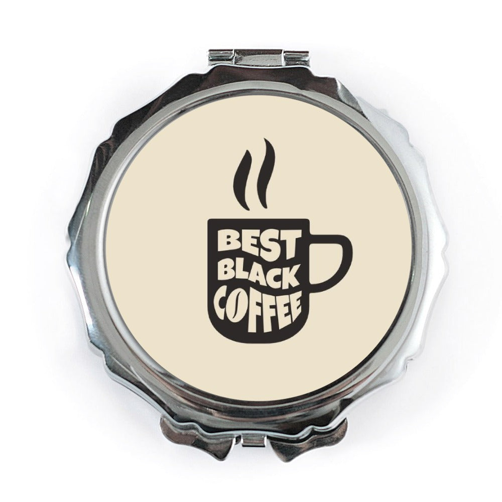 Best Black Coffee Pocket Mirror, Unique Gift, Coffee Lover, Cute Portable Mirror, Travel Mirror, Makeup Mirror, Stylish Mirror - Tawshia