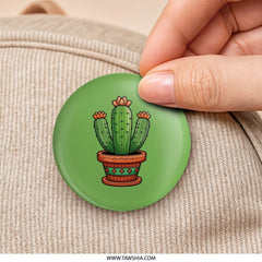 Cactus Pinback Button, Cute Plant Button, Succulent Button, Desert Plant Pin, Cacti Lover Gift, Gardener Gift, Green Aesthetic Button - Tawshia