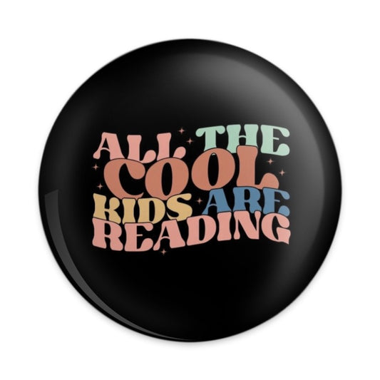 All The Cool Kids Are Reading Pinback Button, Reading Lover Button, Librarian Gift, Teacher Pin, Bookworm Button, Retro Style Pin - Tawshia