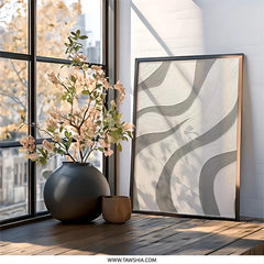 Abstract Wave Wall Art, Gray and White Texture, Modern Minimalist Decor, Contemporary Art Print, Stylish Home Accents, Trendy Wall Decor - Tawshia